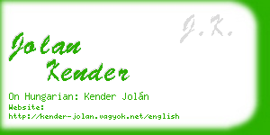jolan kender business card